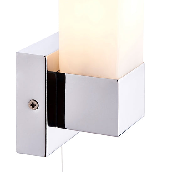 Stroud Matt Opal Duplex Glass Wall Light In Chrome