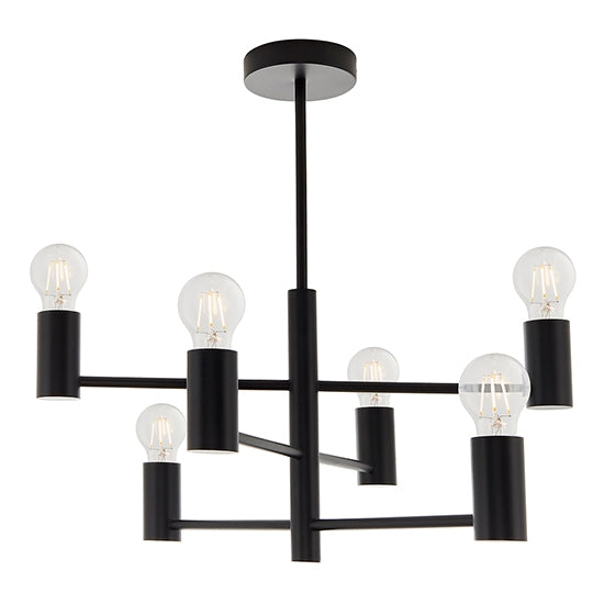 Studio 6 Lights Semi Flush Ceiling Light In Matt Black