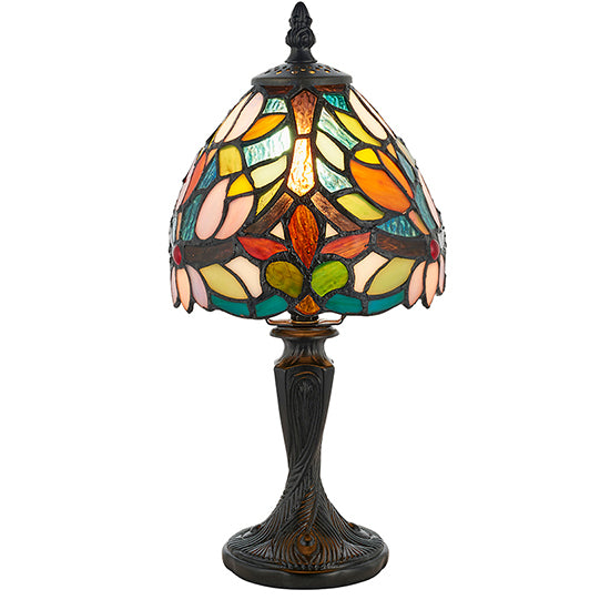 Sylvette Tiffany Glass Small Table Lamp In Dark Bronze