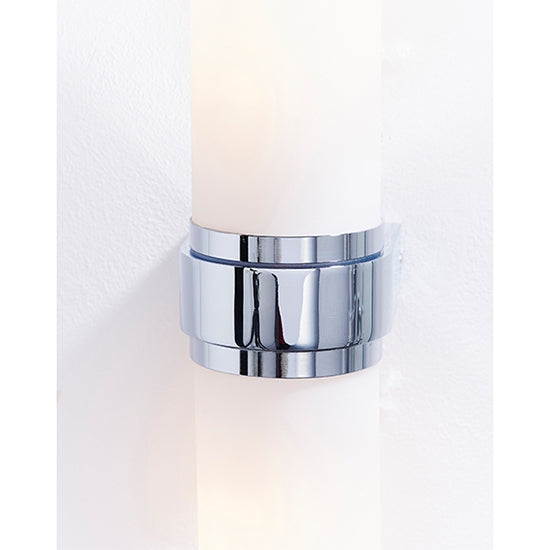 Tal White Glass 2 Lights Wall Light In Chrome