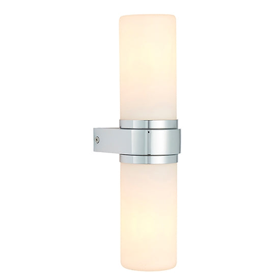 Tal White Glass 2 Lights Wall Light In Chrome