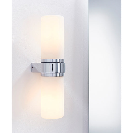 Tal White Glass 2 Lights Wall Light In Chrome