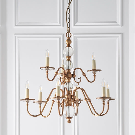 Tilburg 9 Lights Ceiling Pendant Light In Antique Brass