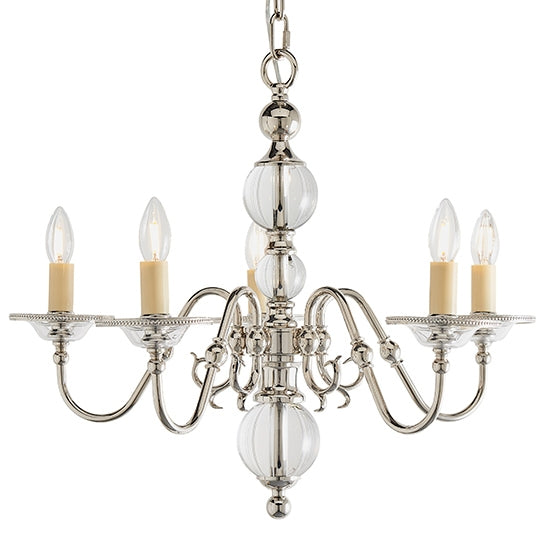 Tilburg Clear Crystal 5 Lights Ceiling Pendant Light In Polished Nickel