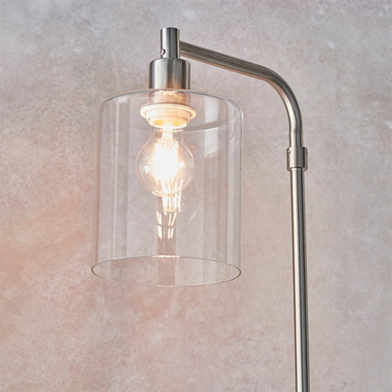 Toledo Clear Glass Floor Lamp In Brushed Nickel