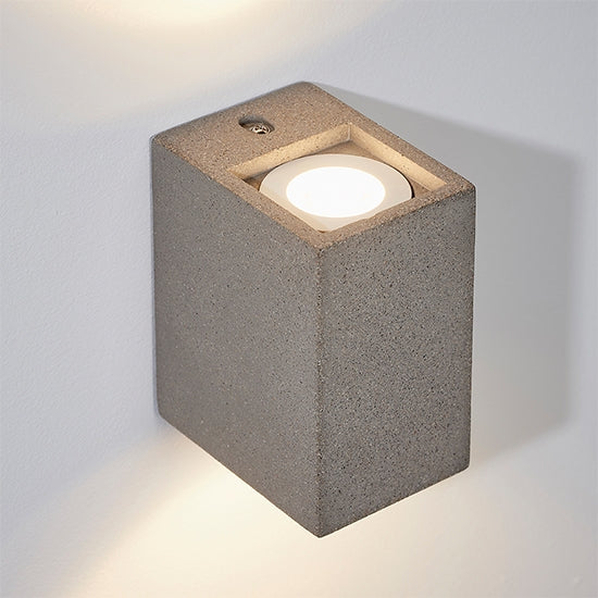 Tor LED 2 Lights Wall Light In Smooth Grey Concrete Plaster