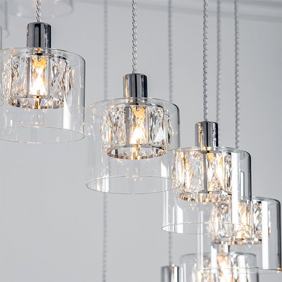 Verina 12 Lights clear glass Ceiling Pendant Light In Chrome