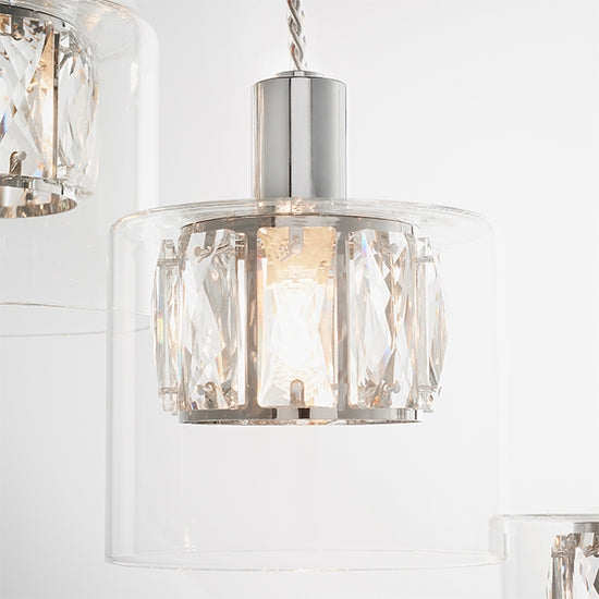 Verina 12 Lights clear glass Ceiling Pendant Light In Chrome