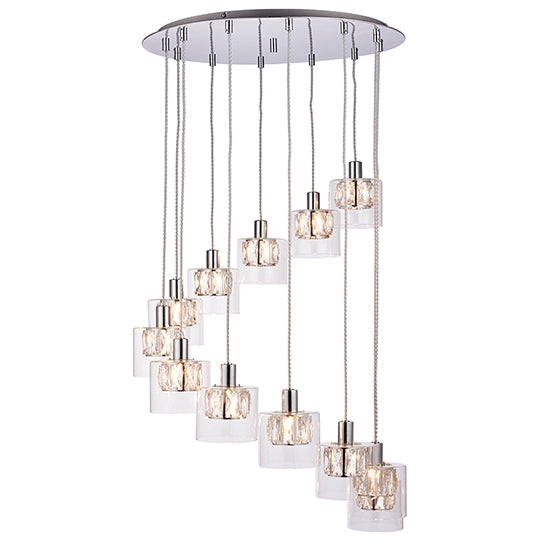 Verina 12 Lights clear glass Ceiling Pendant Light In Chrome