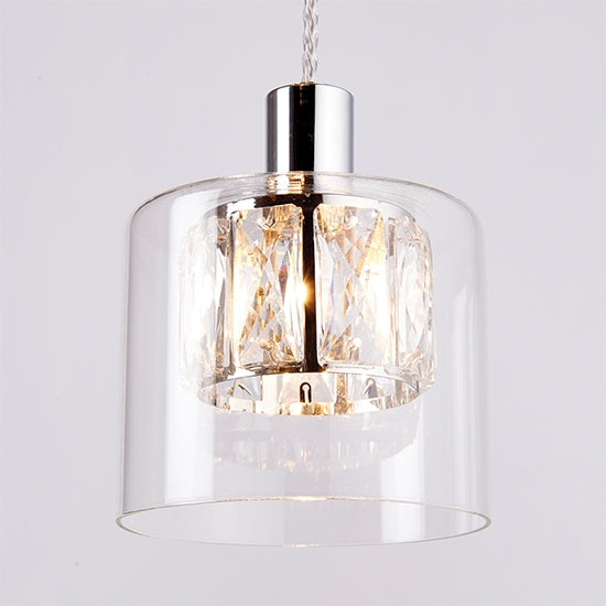 Verina 5 Lights Clear Glass Ceiling Pendant Light In Chrome