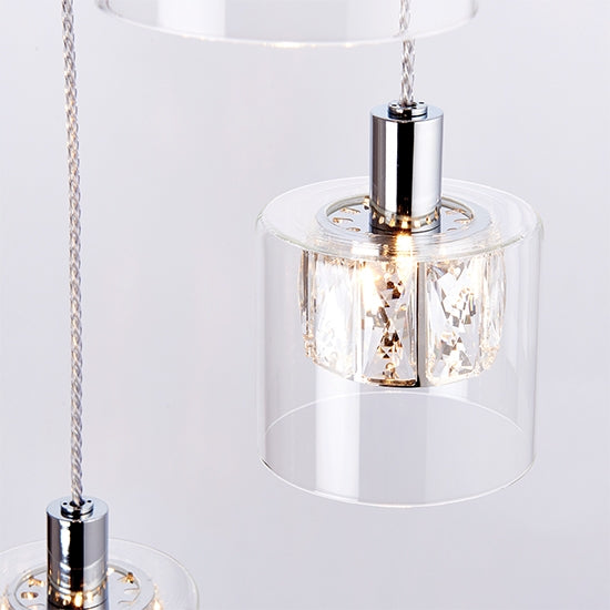 Verina 5 Lights Clear Glass Ceiling Pendant Light In Chrome