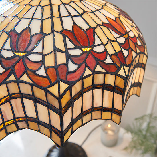 Vesta Medium Tiffany Glass Table Lamp In Dark Bronze