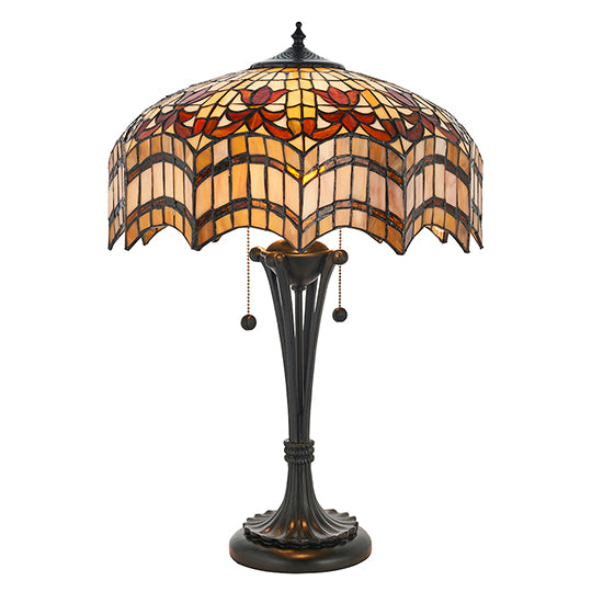 Vesta Medium Tiffany Glass Table Lamp In Dark Bronze