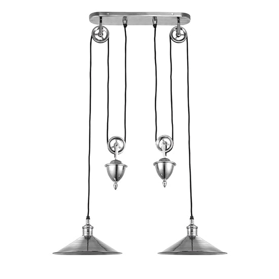 Victoria Rise & Fall 2 Lights Ceiling Pendant Light In Antique Silver