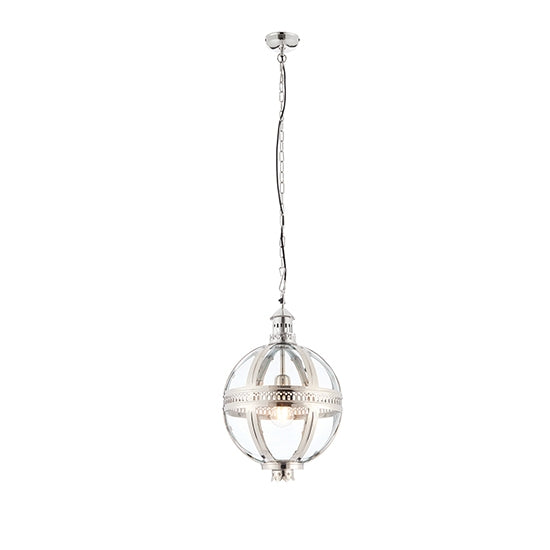 Vienna 305mm Half Clear Glass Ceiling Pendant Light In Bright Nickel