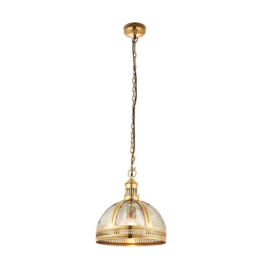 Vienna 305mm Half Mercury Glass Ceiling Pendant Light In Solid Brass