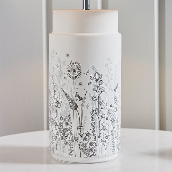 Wild Meadow And Mia Charcoal Shade Table Lamp In Matt White