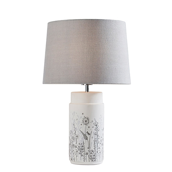 Wild Meadow And Mia Charcoal Shade Table Lamp In Matt White