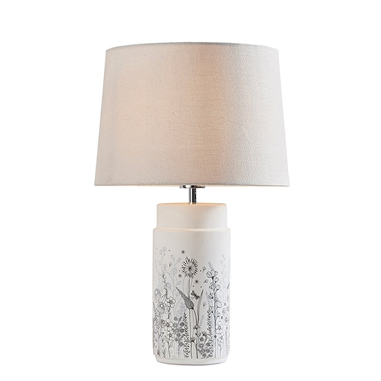 Wild Meadow And Mia Natural Shade Table Lamp In Matt White