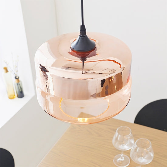 Willis Cognac Glass Ceiling Pendant Light In Polished Copper