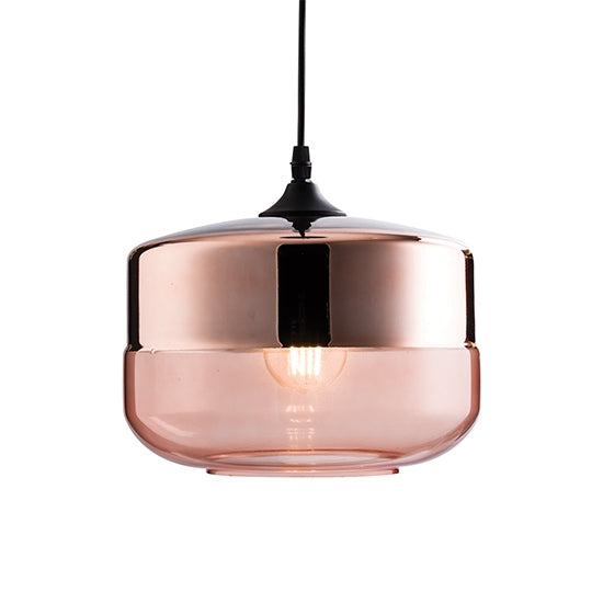 Willis Cognac Glass Ceiling Pendant Light In Polished Copper