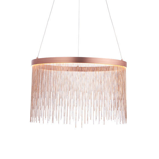 Zelma Ceiling Pendant Light In Brushed Copper With Copper Effect Chains