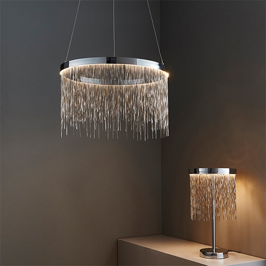 Zelma Waterfall Ceiling Pendant In Polished Chrome And Silver