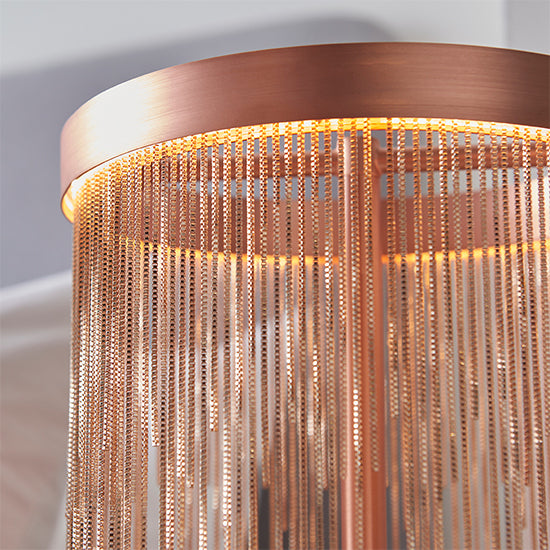 Zelma Table Lamp In Brushed Copper With Copper Effect Chains