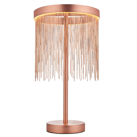 Zelma Table Lamp In Brushed Copper With Copper Effect Chains